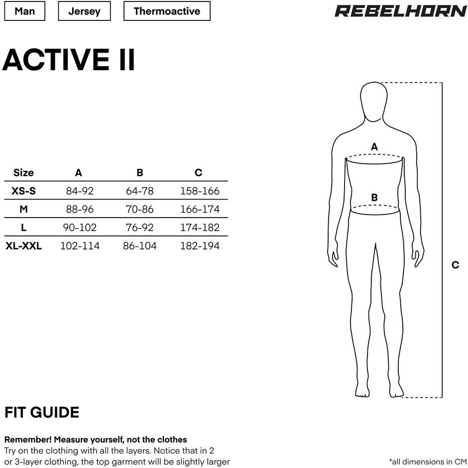 Chemise de sous-vêtements Rebelhorn ACTIVE II noir gris
