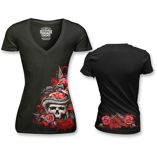 Chemise Moto Femme Menace Mortelle Personnalisée Original Sin Noir Rouge
