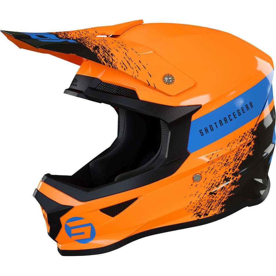 Child Helmet Moto Cross Enduro Shot FURIOUS ROLL Kid Glossy Blue Orange