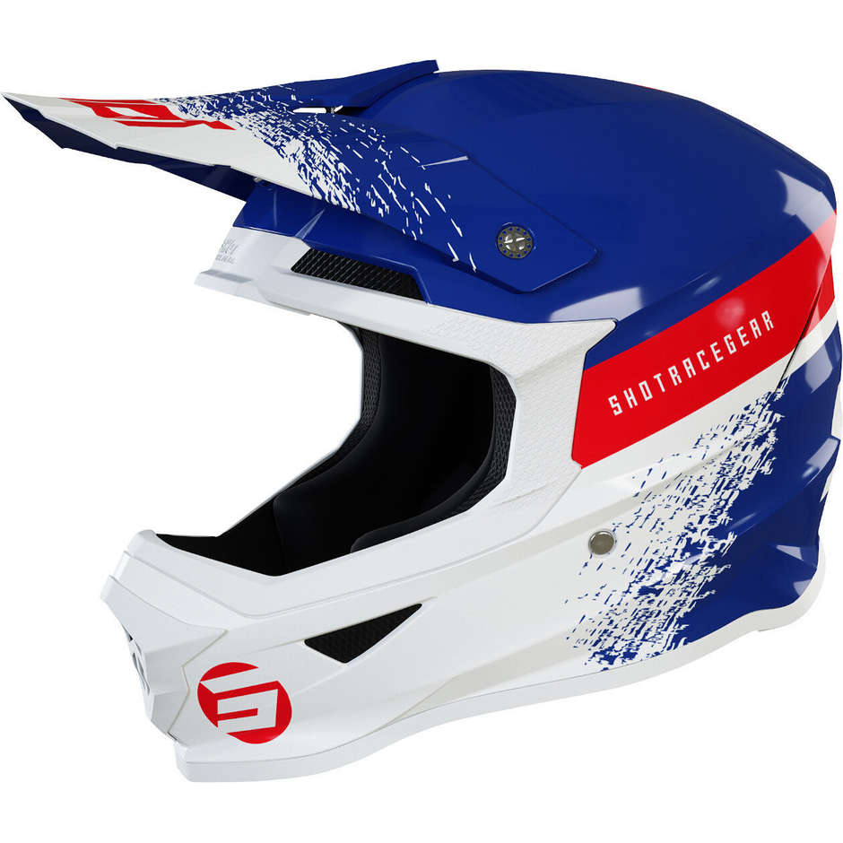 Child Helmet Moto Cross Enduro Shot FURIOUS ROLL Kid Navy White Red Glossy