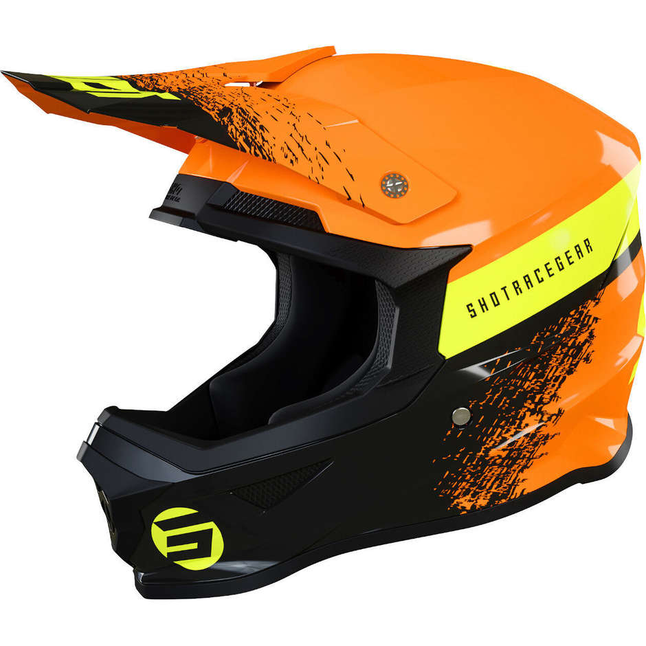 Child Helmet Moto Cross Enduro Shot FURIOUS ROLL Kid Orange Neon Yellow Glossy