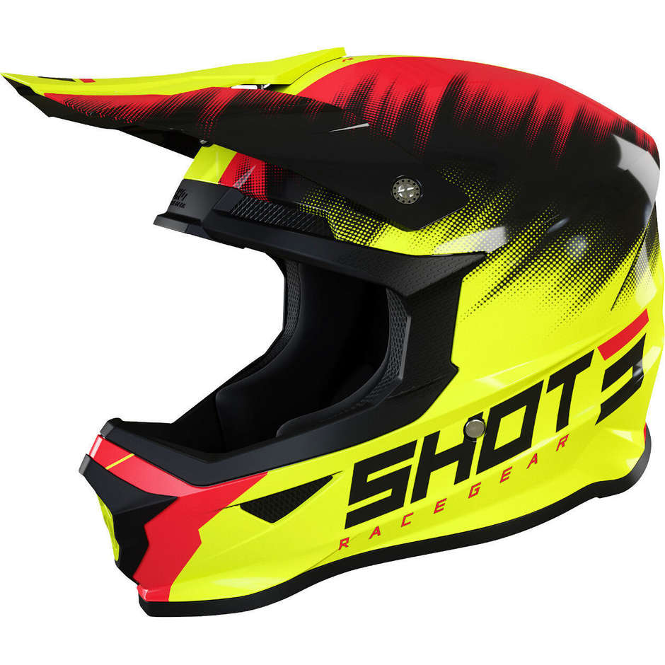 Child Helmet Moto Cross Enduro Shot FURIOUS VERSUS KID Glossy Red Yellow