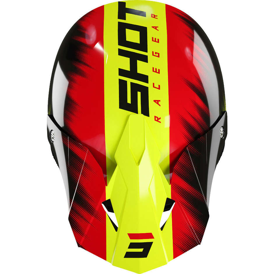 Child Helmet Moto Cross Enduro Shot FURIOUS VERSUS KID Glossy Red Yellow