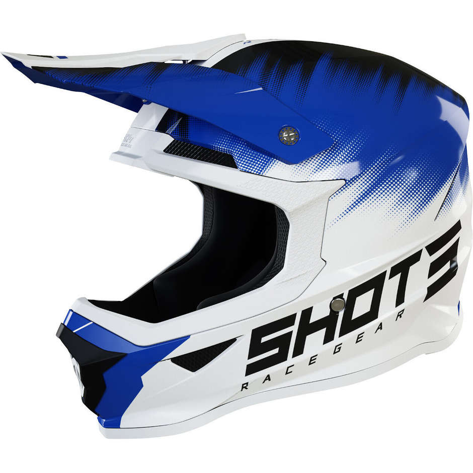 Child Helmet Moto Cross Enduro Shot FURIOUS VERSUS KID White Blue Glossy