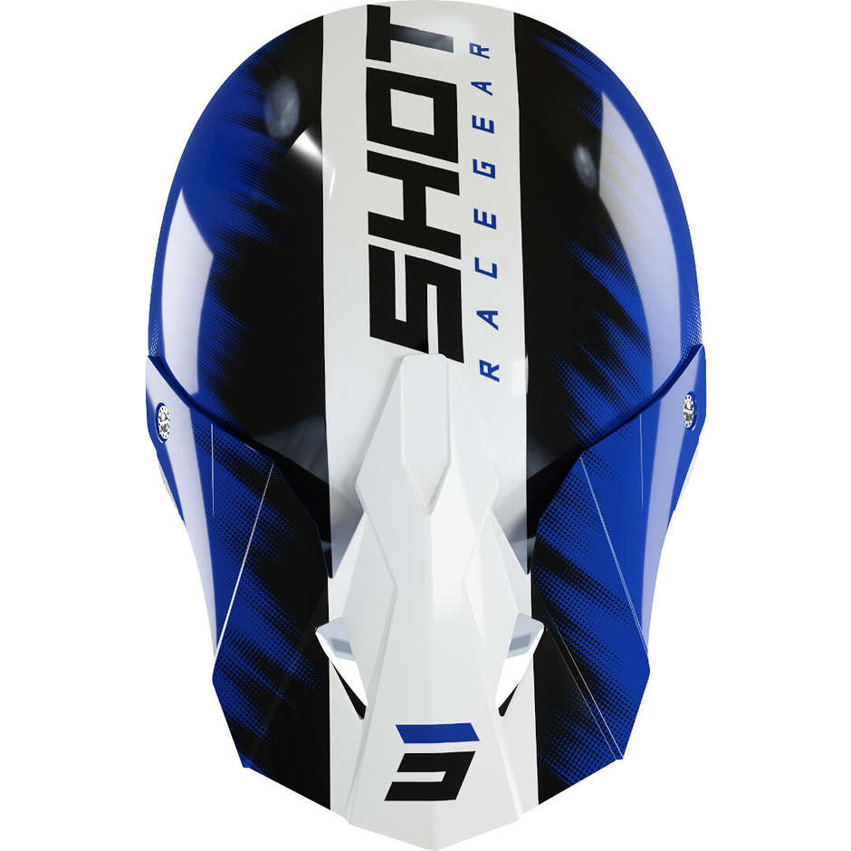 Child Helmet Moto Cross Enduro Shot FURIOUS VERSUS KID White Blue Glossy
