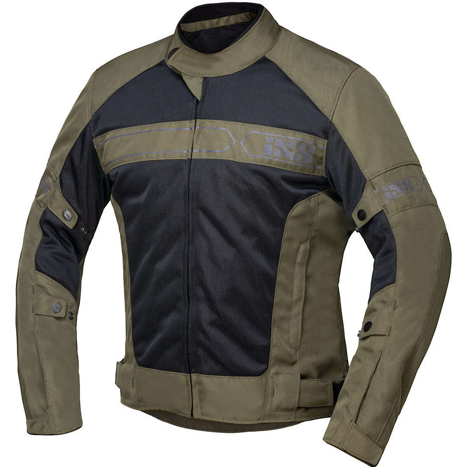 Classic Motorcycle Jacket In Ixs Evo-Air Black Olive Gray Fabric