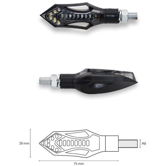 Clignotants moto TAAC FR12 LED - Feu de position avant - Lentille fumée Clignotants moto TAAC FR12 LED - Feu de position avant - Lentille fumée