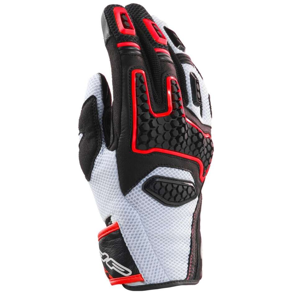 Clover GTS-3 Sommer Motorradhandschuhe Weiß Schwarz Rot