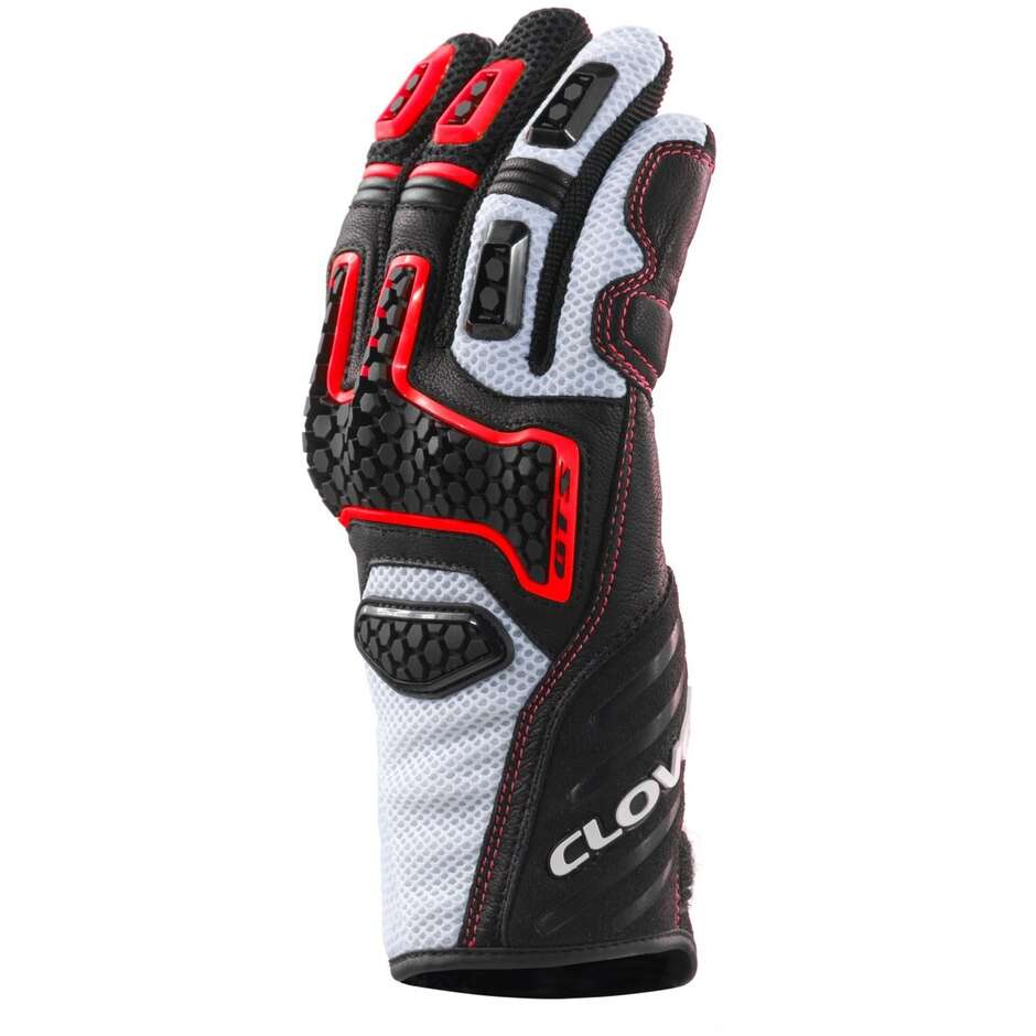 Clover GTS-3 Sommer Motorradhandschuhe Weiß Schwarz Rot