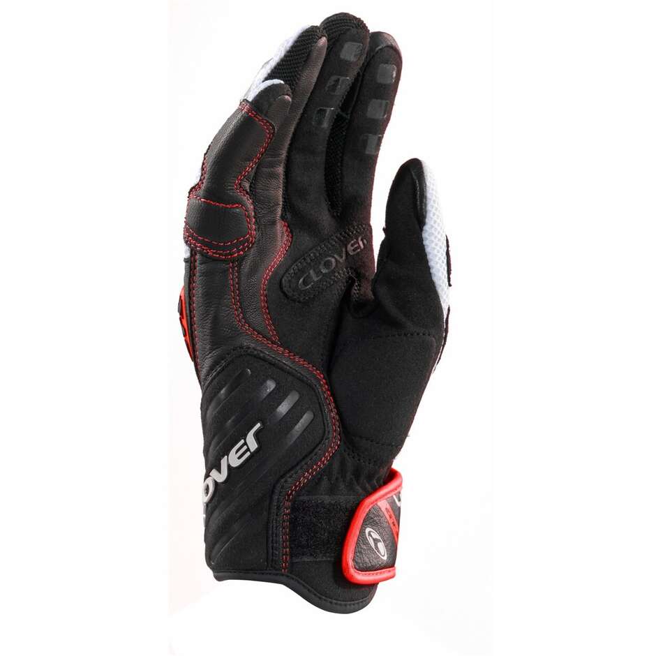 Clover GTS-3 Sommer Motorradhandschuhe Weiß Schwarz Rot