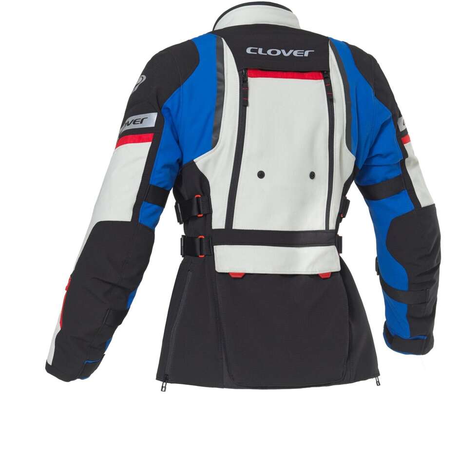 Clover GTS 5 WP LADY Women's Motorcycle Jacket White Grey Blue Red