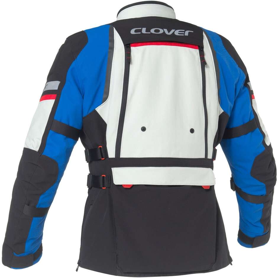 Clover GTS 5 WP Motorcycle Jacket White Grey Blue Red
