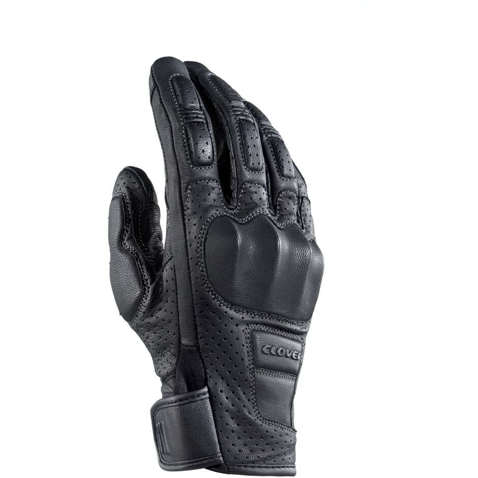 Clover KVS-2 Leather Motorcycle Gloves Black