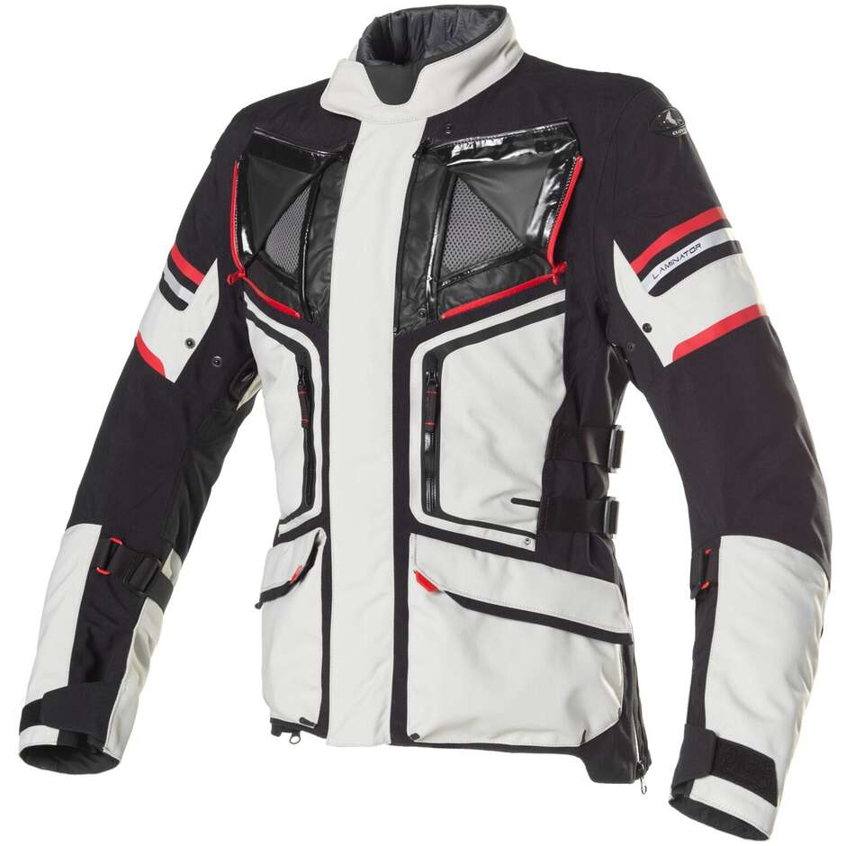 Clover LAMINATOR 2 WP Motorcycle Jacket Black Grey Red