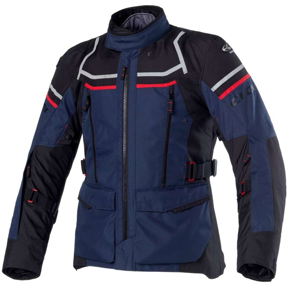 Clover OUTLAND 2 WP Motorradjacke Blau Rot Schwarz