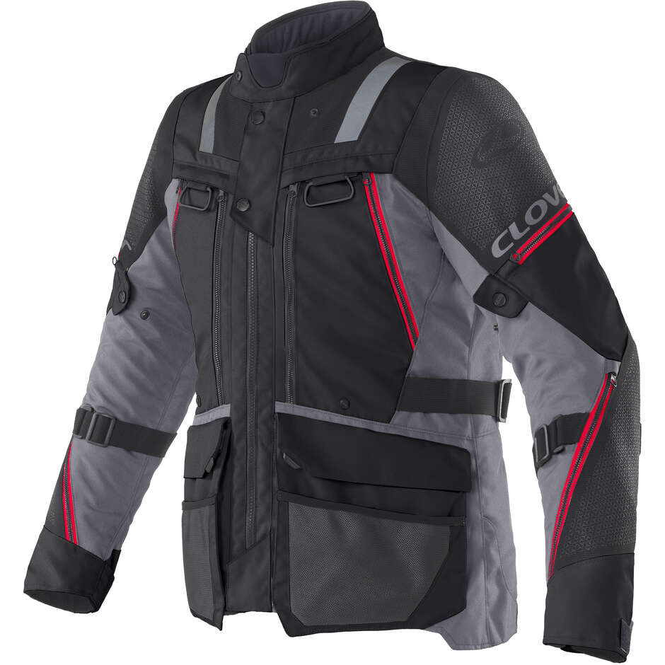 Clover OUTLAND 3 WP Motorradjacke Rot Schwarz