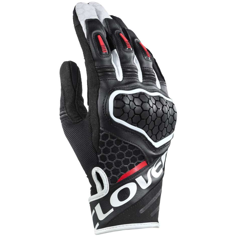 Clover PREDATOR 2 Sommer Motorradhandschuhe Weiß Rot Schwarz