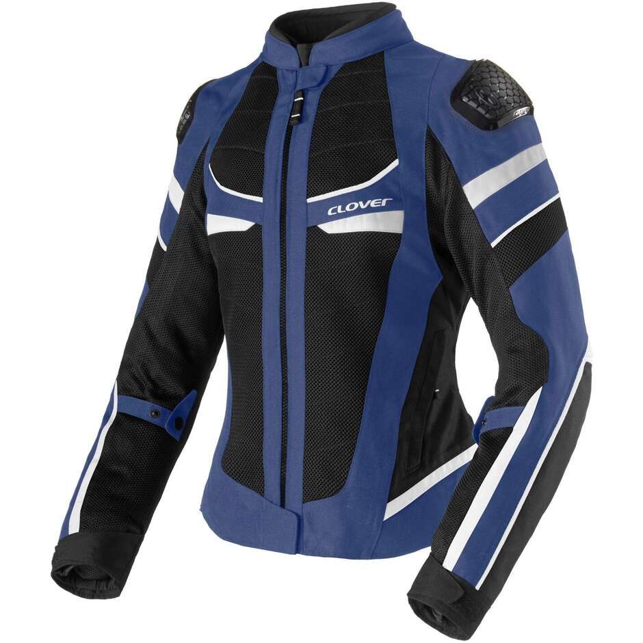 Clover RAINJET 3 LADY WP Damen Motorradjacke Blau Schwarz Weiß