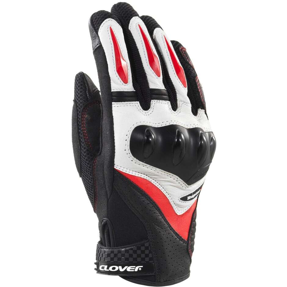 Clover RAPTOR 3 Motorcycle Gloves Black White Red