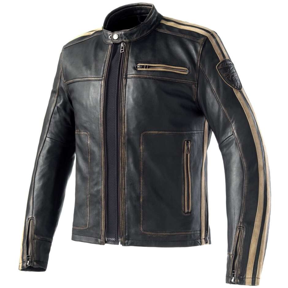 Clover REBEL 2 Motorcycle Jacket Black Brown