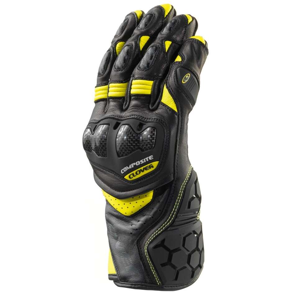 Clover RSC-4 SPORT Motorradhandschuhe Schwarz Gelb