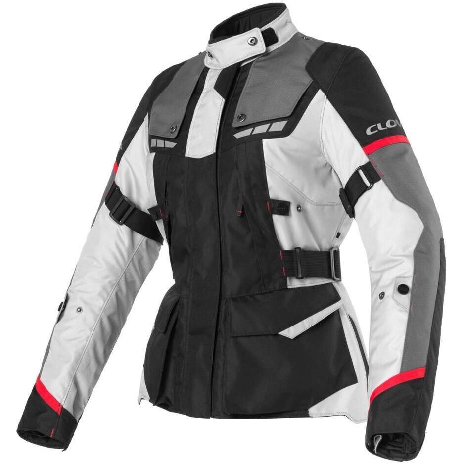 Clover SCOUT 4 LADY WP Damen Motorradjacke Schwarz Grau Rot