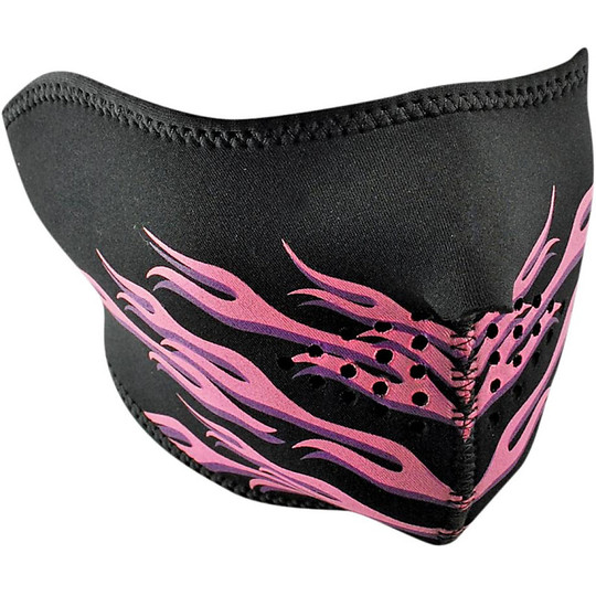 Collar Motorcycle Mask Zanheadgear Half Face Mask Pink Flames