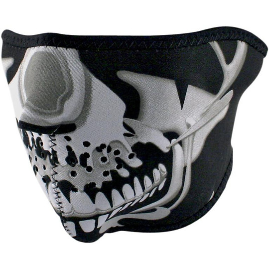 Collar Zanheadgear Motorcycle Mask Half Face Mask Chrome Skull