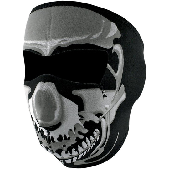 Collare Maschera Moto Zanheadgear Full Face Mask Teschio Cromato