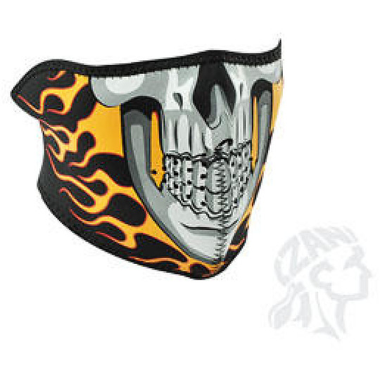 Collare Maschera Moto Zanheadgear Half Face Mask Teschio In Fiamme