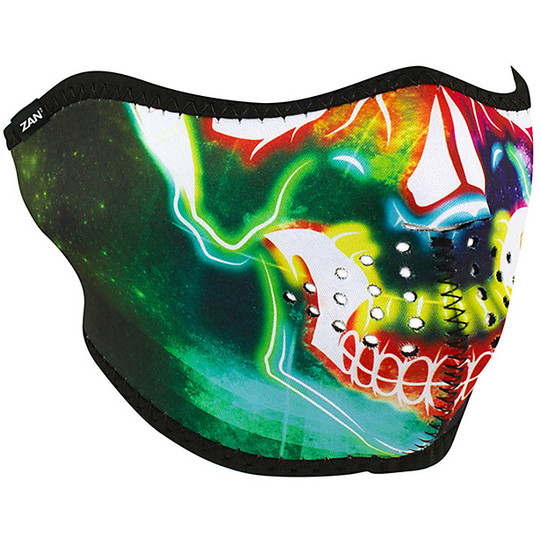 Collare Maschera Moto Zanheadgear Half Face Mask Teschio Neon