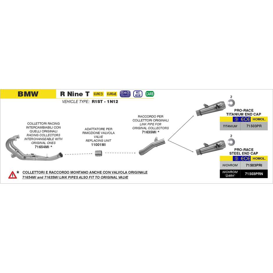 Collecteurs d'échappement racing pour BMW R Nine T 2014/2019