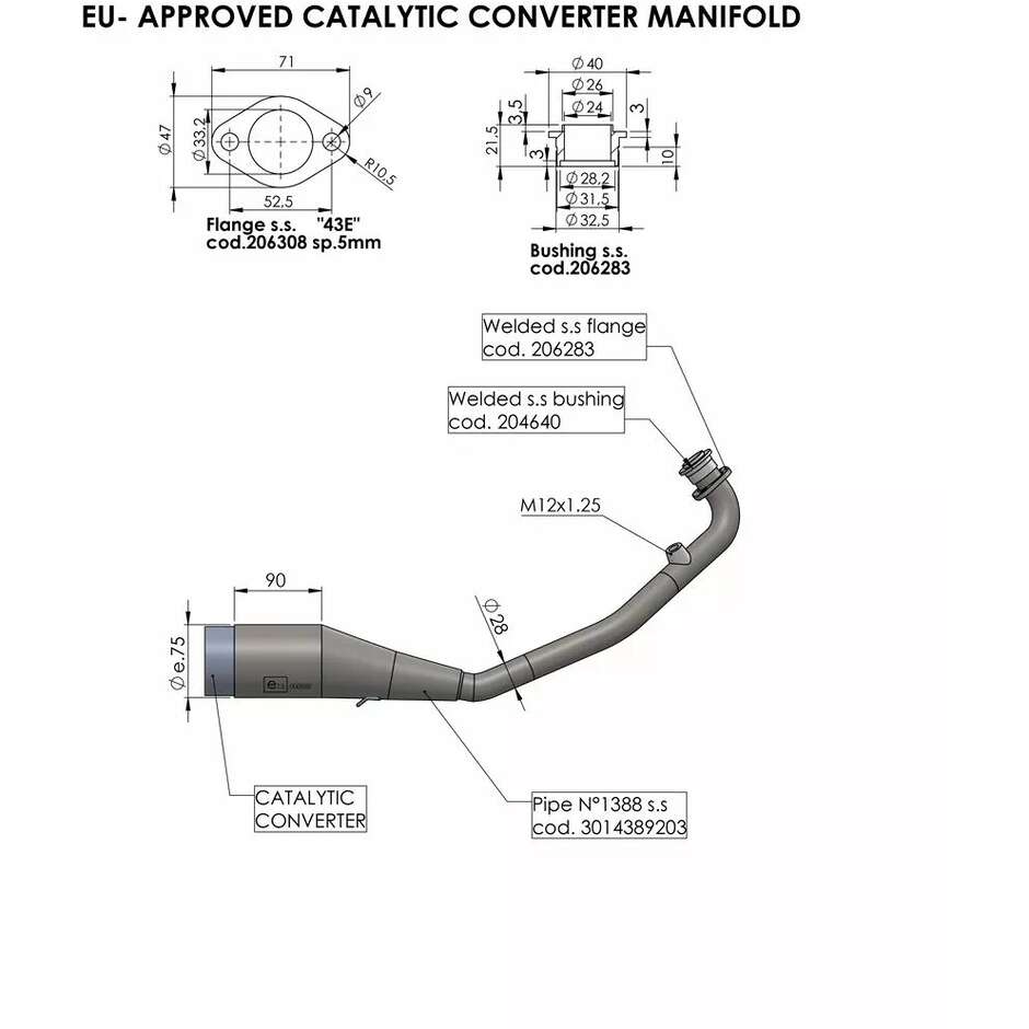 Collettore del Convertitore Catalitico Leovince 16056 Specifico Per HONDA PCX125 ABS (21-24) 