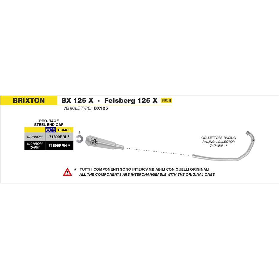 Collettore Racing Brixton BX 125 X / Felsberg 125 X taglia unica