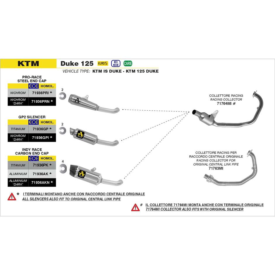 Collettore Racing KTM DUKE 125 2021/2023 taglia unica