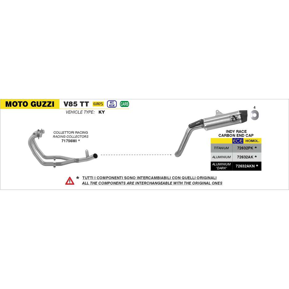 Collettori Arrow racing Per Moto Guzzi V85 TT (21-23)