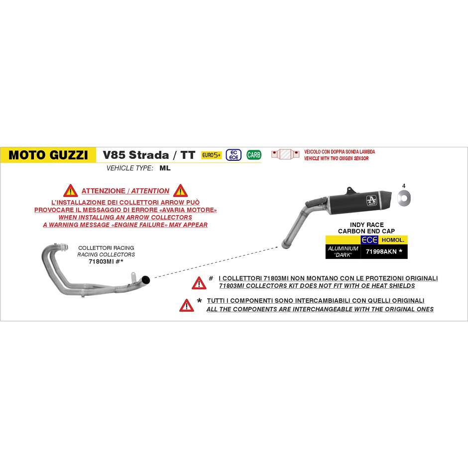 Collettori Arrow racing Per Moto Guzzi V85 TT (25)