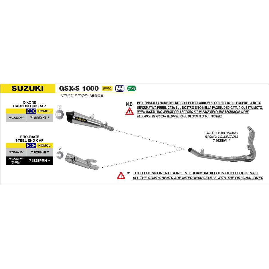 Collettori di Scarico Arrow racing Per Suzuki GSX-S 1000 / GSX-S 1000 S (19-20); GSX 1000 Katana (19-20) 