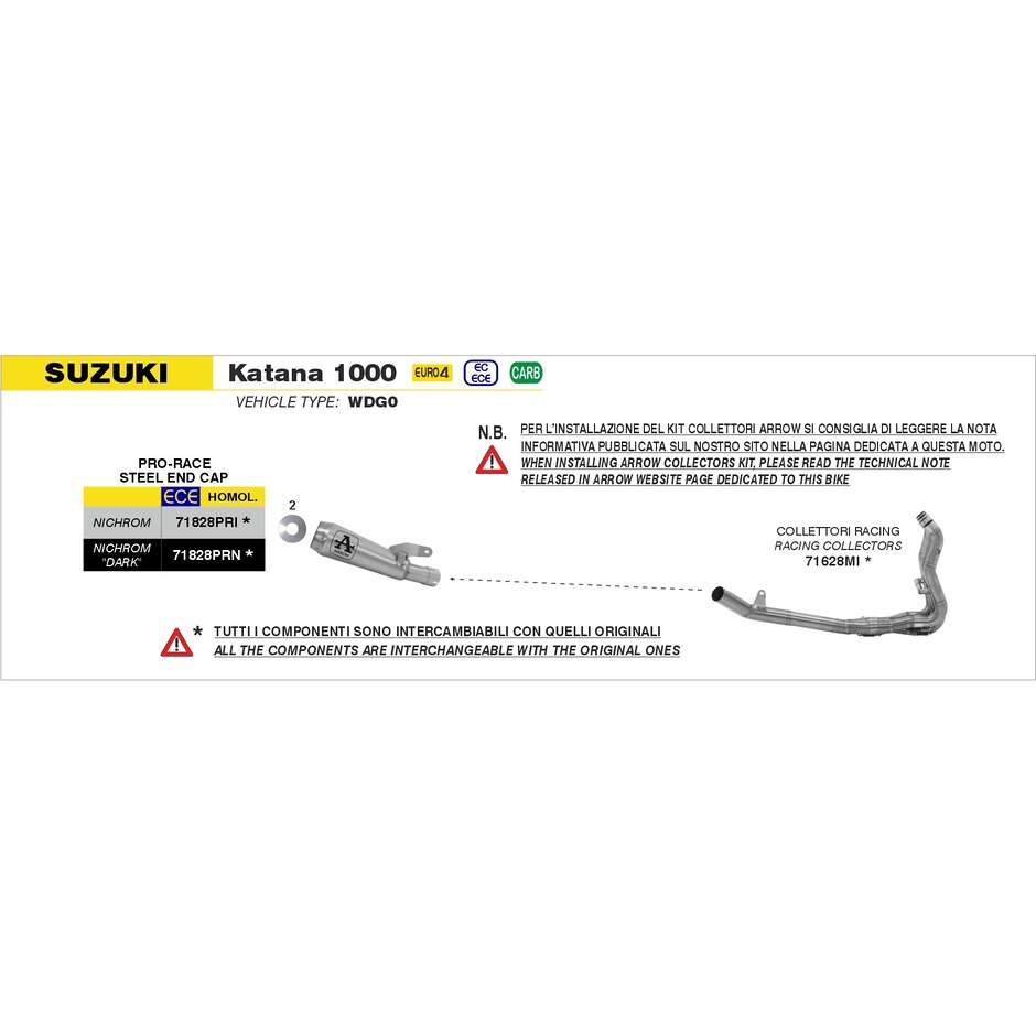 Collettori di Scarico Arrow racing Per Suzuki GSX-S 1000 / GSX-S 1000 S (19-20); GSX 1000 Katana (19-20) 