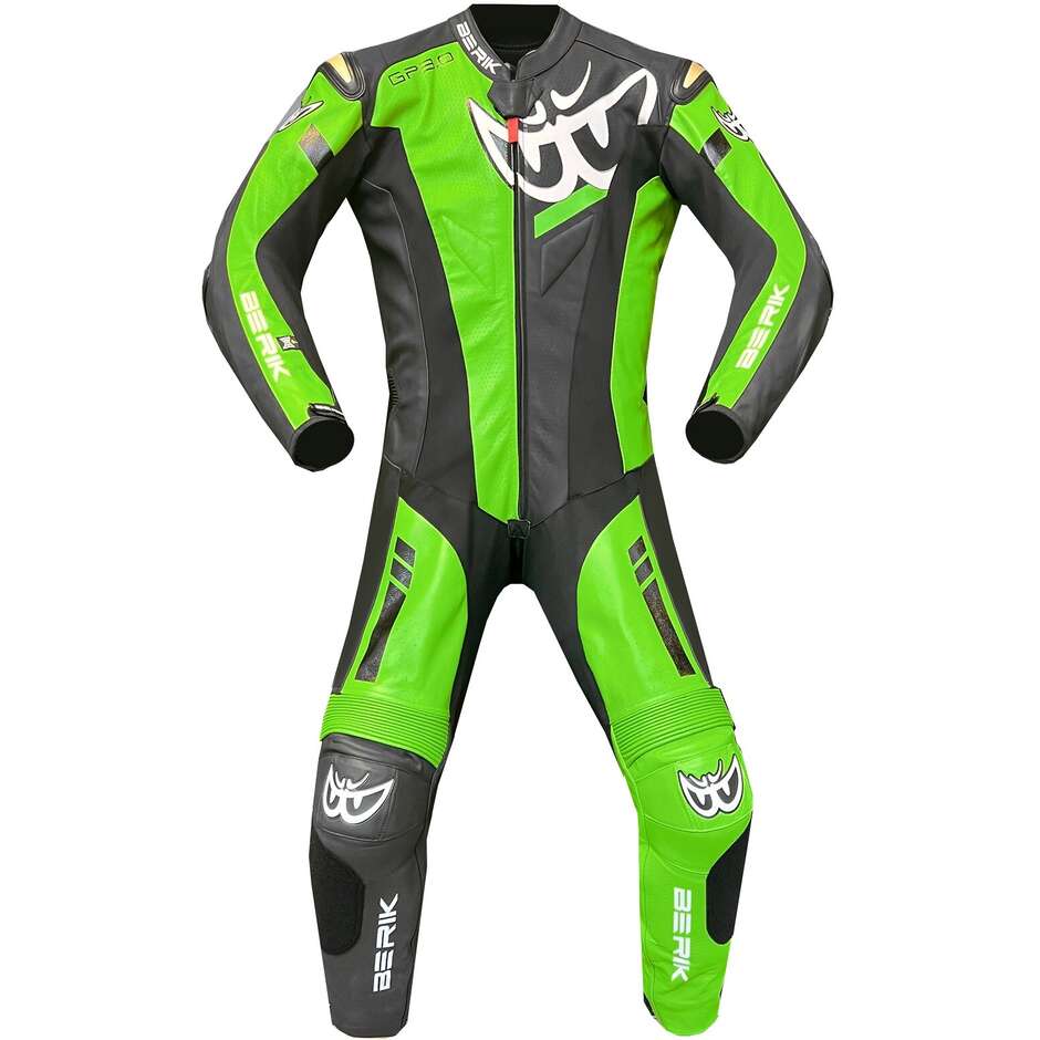 Combinaison Cuir Moto Professionnelle Berik 2.0 Whole Ls1-191315 GP3 Vert Magnésium Kawasaki