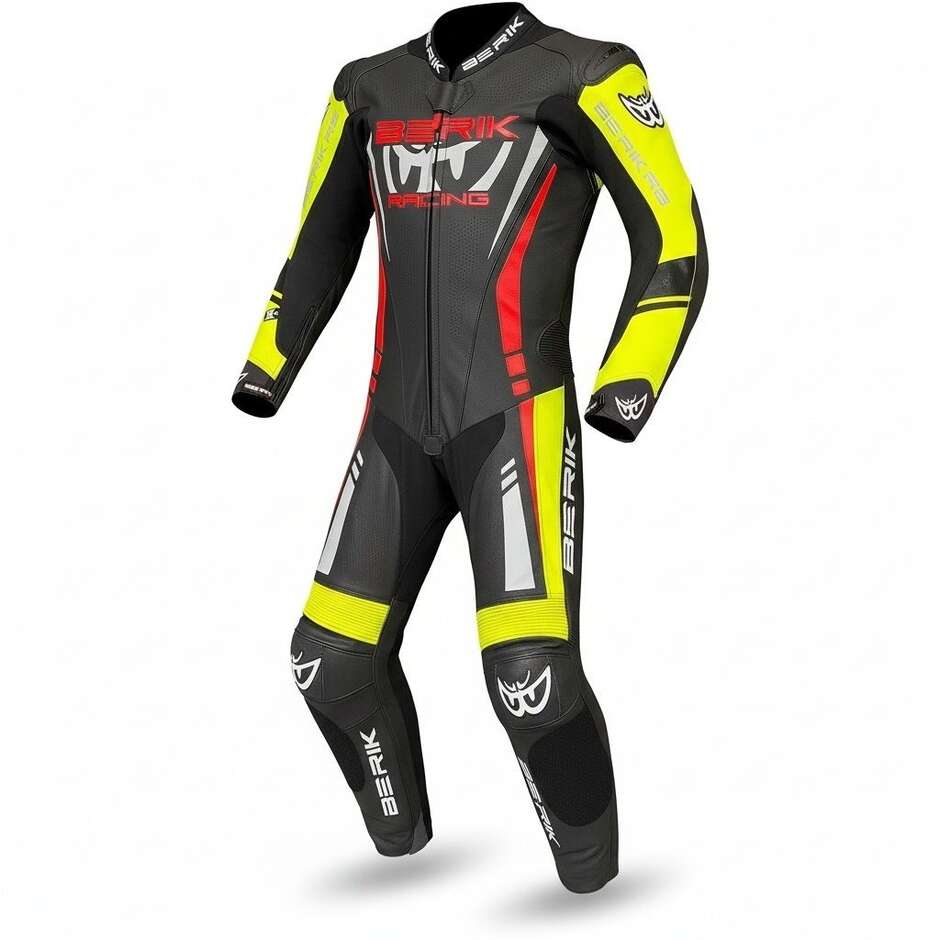 Combinaison de moto professionnelle en cuir Berik 2.0 Ls1-171334FR, noir, jaune et rouge