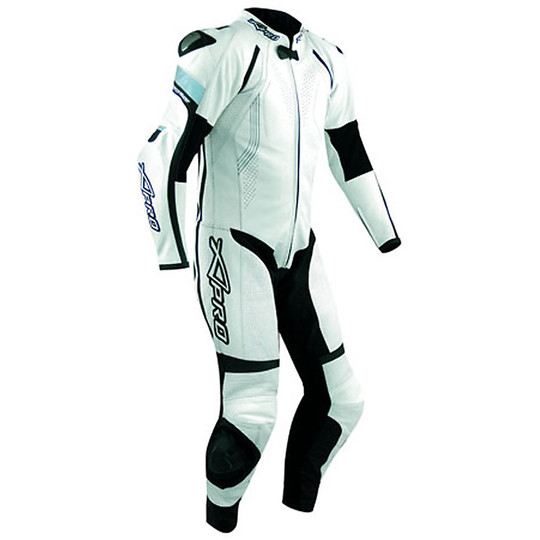 Combinaison de moto professionnelle en cuir entièrement synthétique A-Pro blanc