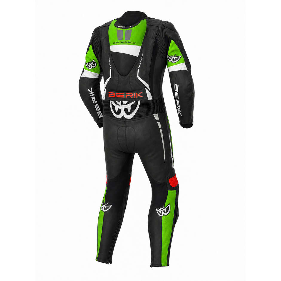 Combinaison de moto professionnelle en cuir noir et vert Berik 2.0 LS1-251390