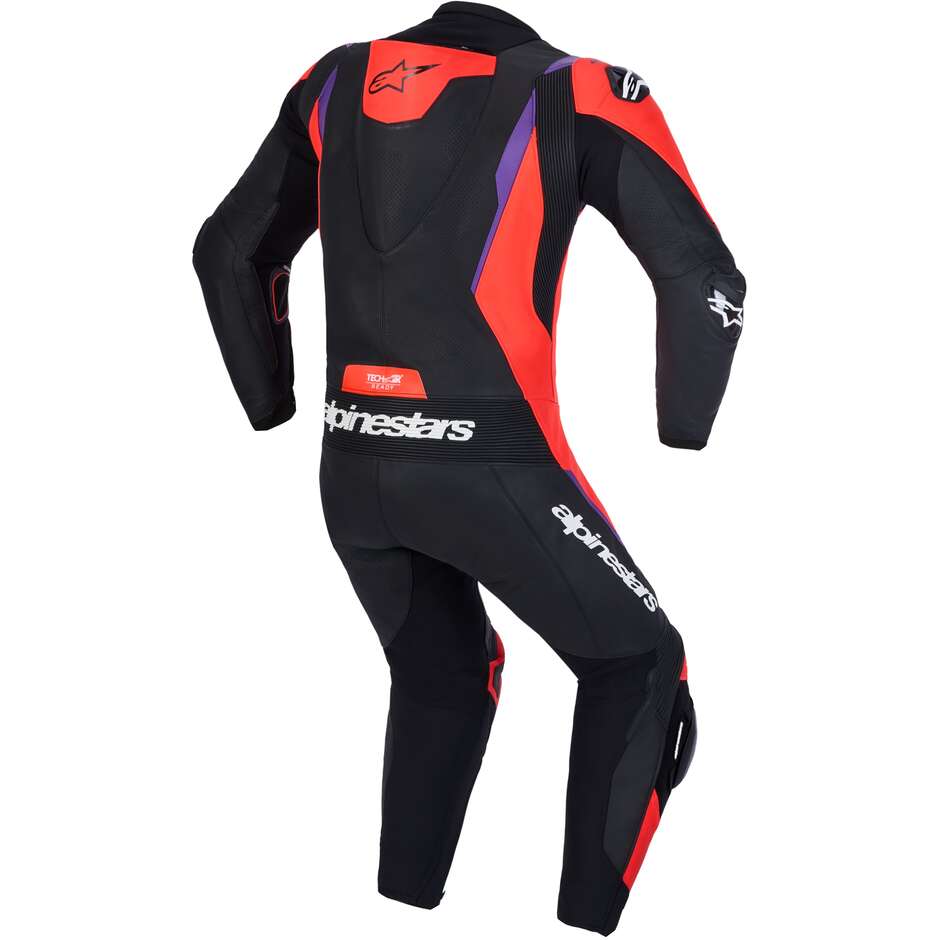 Combinaison en cuir Alpinestars Missile V3 1 pièce Noir Rouge Violet fluo