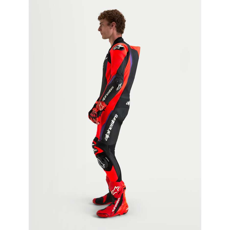 Combinaison en cuir Alpinestars Missile V3 1 pièce Noir Rouge Violet fluo