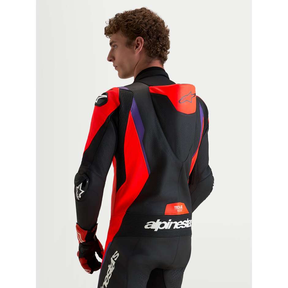 Combinaison en cuir Alpinestars Missile V3 1 pièce Noir Rouge Violet fluo