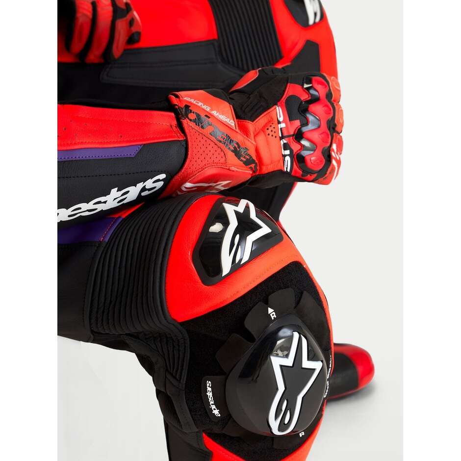 Combinaison en cuir Alpinestars Missile V3 1 pièce Noir Rouge Violet fluo