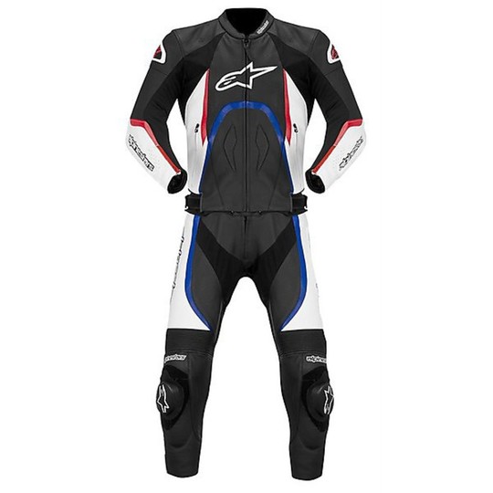 Combinaison moto Alpinestars divisible en cuir ORBITER 2PC LEATHER SUIT Noir Blanc Rouge Bleu