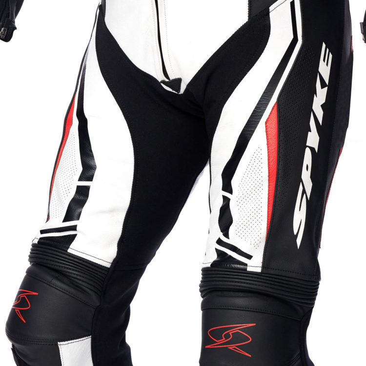 Combinaison Moto Full Cuir Spyke ASSEN RACE 2.0 Blanc Noir Rouge Fluo