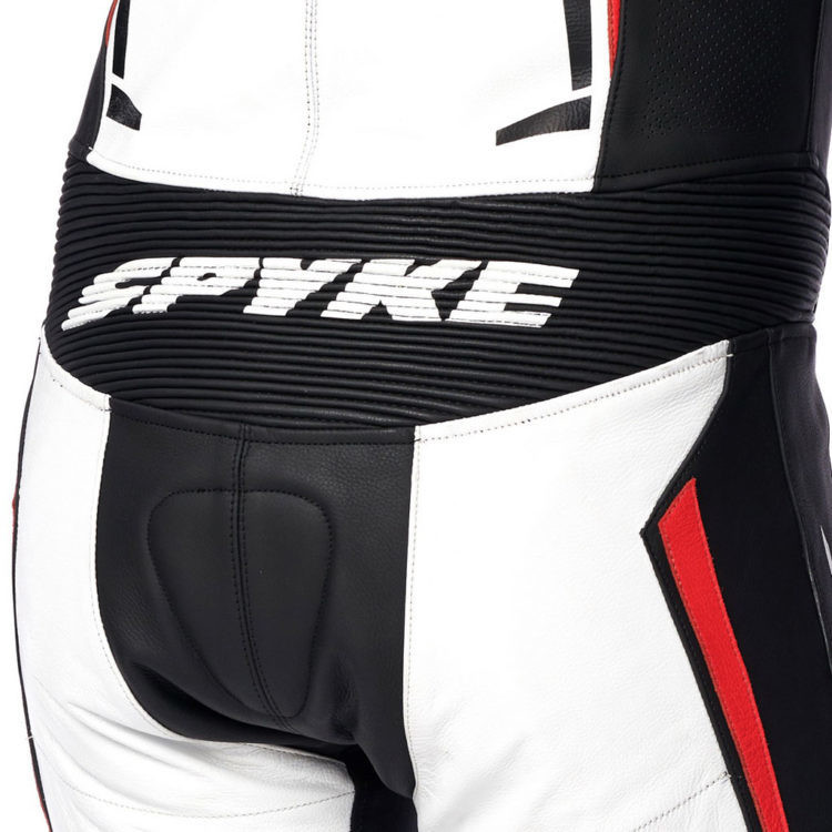 Combinaison Moto Full Cuir Spyke ASSEN RACE 2.0 Blanc Noir Rouge Fluo